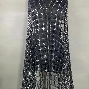 Handmade Golden Indian Dress Dupatta - Golden Handmade Mirrorwork Embroidered Wedding Veil, Gold & Silver image 11