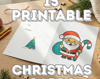 Afdrukbare kerstkaarten, doe-activiteit, digitale download (15 pdf-bundel)