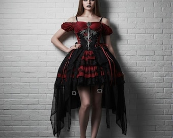 Burgundy Gothic Military Dress - Lace up Back Dress - Alternative Goth Fit  and Flare Dress - Dark Red Punk Dress - Victorian Gothic Clothing - Etsy