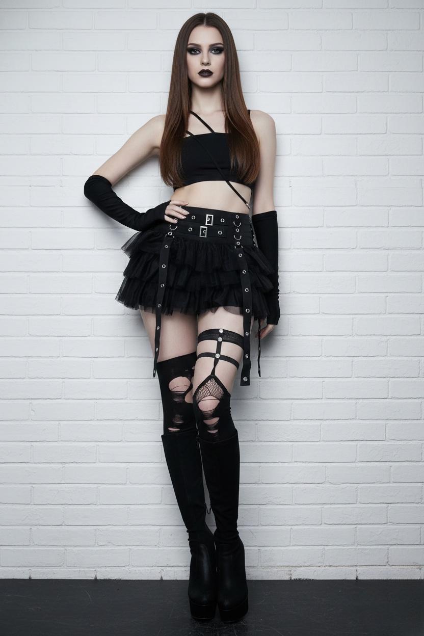 Black Silver Studded Fringe Skirt Belt Harness | Western Goth Festival Punk NWT Leather Skirt With Studs - Etsy main image 4