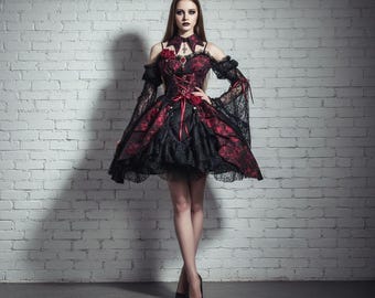 gothic christmas dress Drawstring Christmas Gothic Lolita Dress