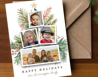 Navidad • Plantilla de tarjeta fotográfica editable 5x7 • Resumen del año • Descarga digital