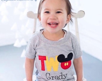 Camiseta de cumpleaños de Mickey TWO, traje de fiesta de ratón personalizado