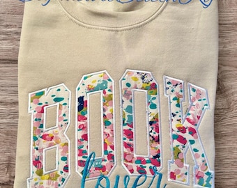 Sudadera con bordado "Birthday Book Lover", "Birthday Book Lover" con flores, regalo para lector, amante de los libros