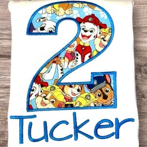 Custom Patrol Birthday Applique Shirt, Personalized Number Tee