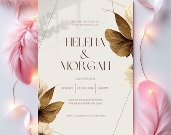 Elegante Hochzeitseinladung, personalisierte Karte, Antwortkarten