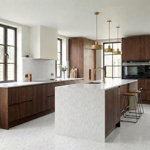 White Marble Tile Stickers / Peel and Stick Floor and Wall PVC panels