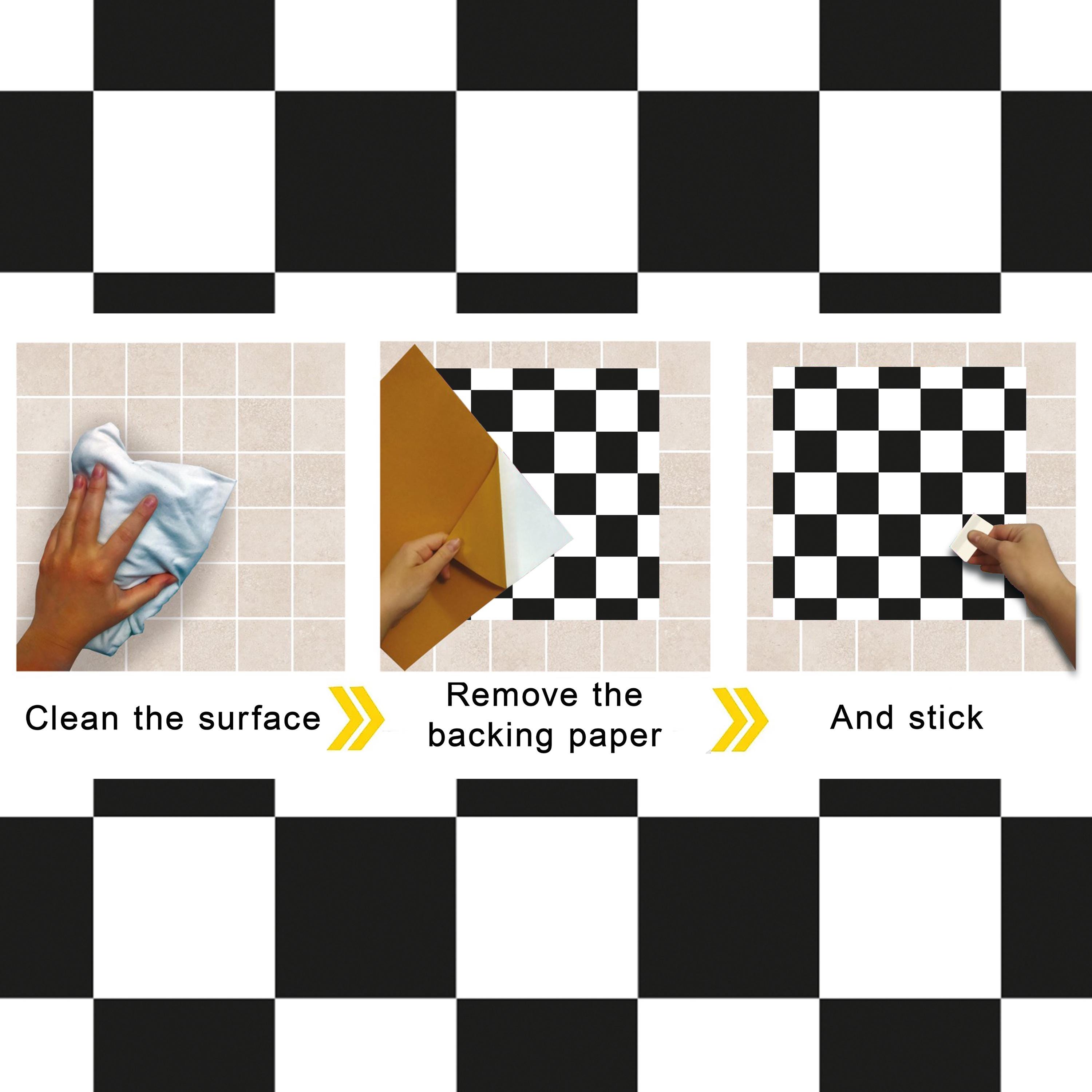 Small Checker Tile Stickers,black White Peel and Stick PVC Tiles ...