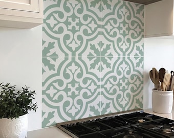 Piastrelle decorative verde salvia, paraschizzi per cucina, pavimento per bagno in PVC