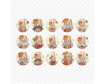 1in bottle caps, Fall, Colorful, Holiday Gnome Images
