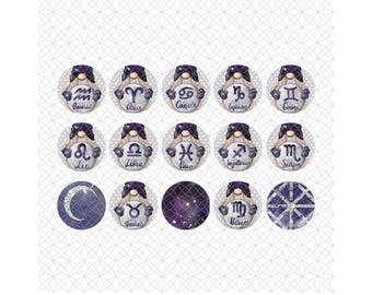1in bottle caps, Fall, Colorful, Holiday Gnome Images