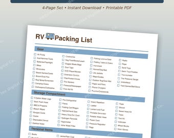 RV Packing List Printable | Camper Checklist Bundle | RV Departure Checklist | Instant Download PDF