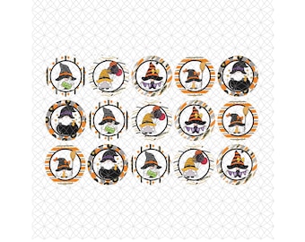 1in bottle caps, Fall, Colorful, Holiday Gnome Images