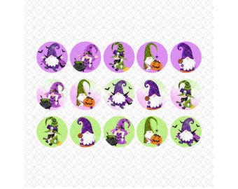 1in bottle caps, Fall, Colorful, Holiday Gnome Images