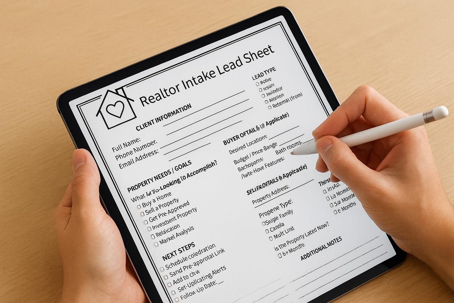 Realtor Lead Intake Form | Real Estate Client Intake Sheet | Buyer ...