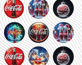 Cola Coke, Circle Cutouts 1 Inch,  Heavy Cardstock , Bottle Cap Images, 1in Round Craft Circle Designs