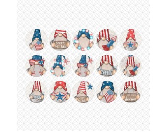 1in bottle caps, Fall, Colorful, Holiday Gnome Images