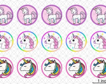 1in bottle caps, Colorful, Unicorn Images