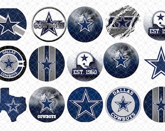Blue & Grey Cowboys   ,Circle Cutouts 1 Inch,  Heavy Cardstock , Bottle Cap Images, 1in Round Craft Circle Designs