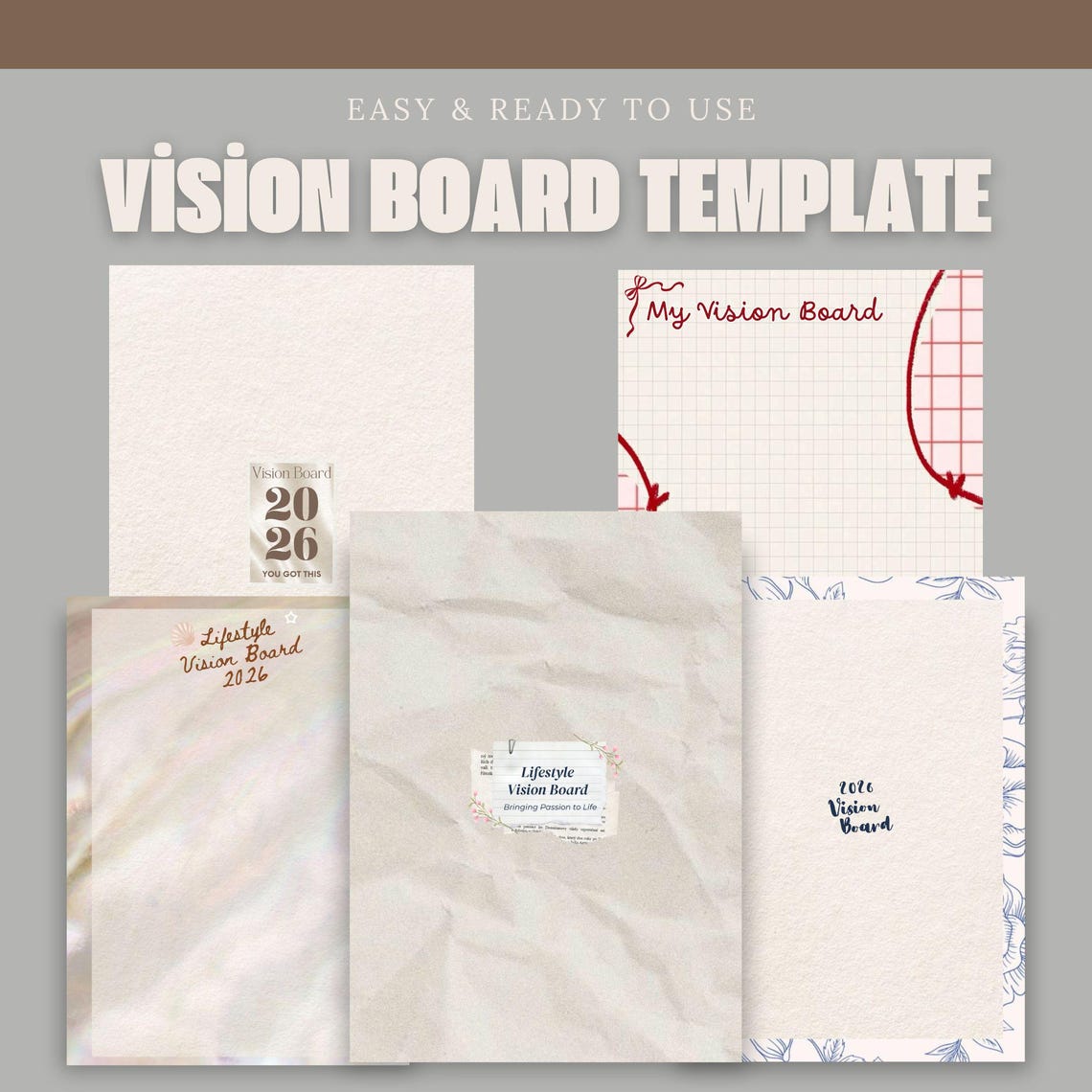 2026 Vision Board Template Set / Printable /ready to Use Templates ...