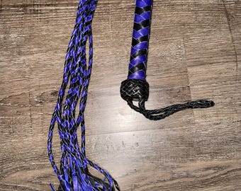 Echtes Leder Flogger | Blue & Black Cat O Nine Braided Falls | Thuddy schwere BDSM Schlagspielpeitsche