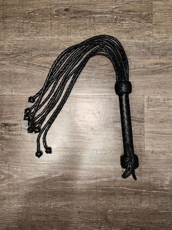 Handmade Real Leather Flogger Cat O’ Nine Tails | 9 Braided Falls | Heavy Thuddy Impact Play Whip