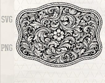 Western Floral Belt Buckle SVG | Coquette Cowgirl Design (Digital Download)