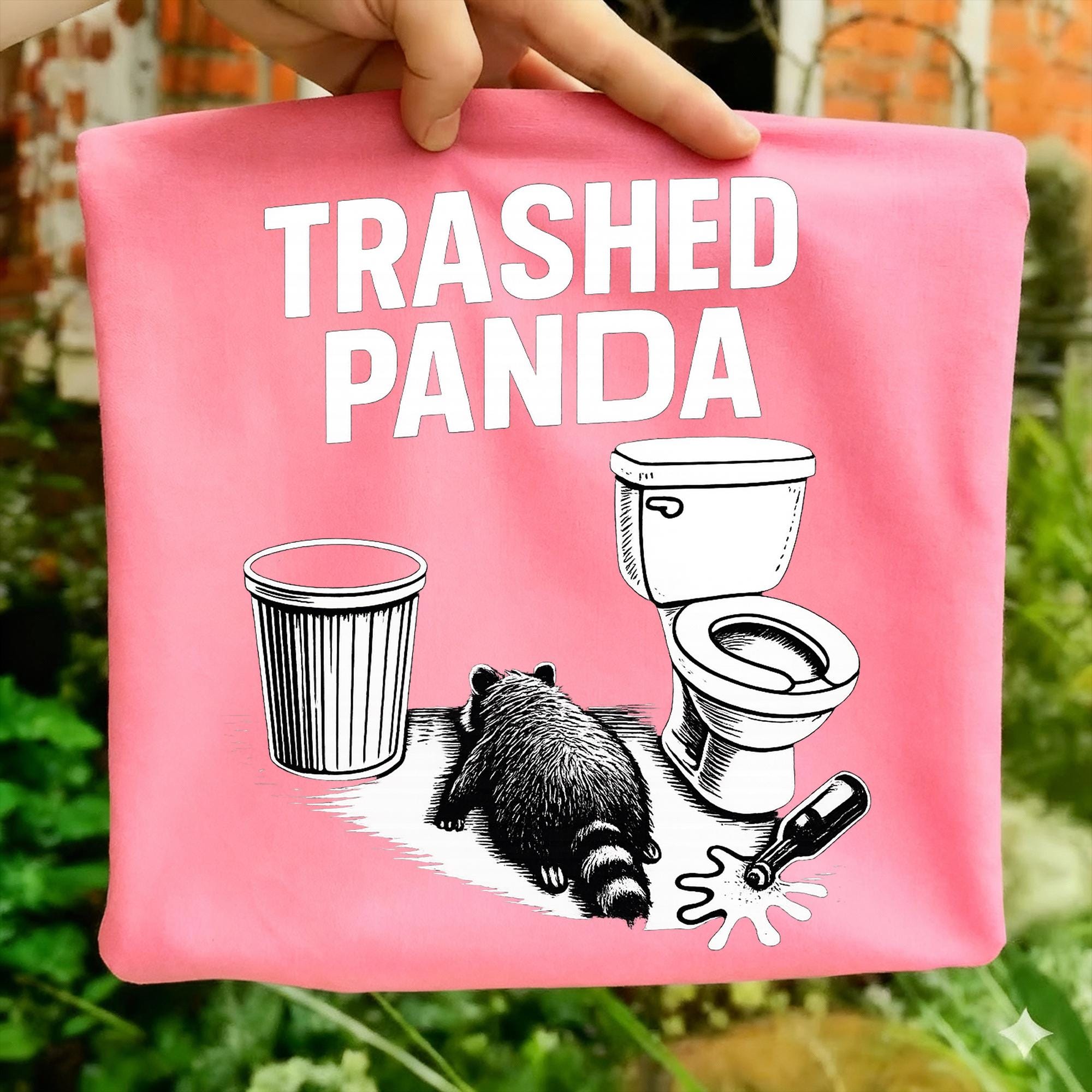 Trashed Panda Trashed Panda Png, Funny Raccoon Drinking Sketch Png, - Etsy