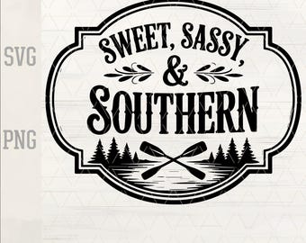 Sweet Sassy & Southern SVG PNG, Cowgirl Country Western Design, Farm Girl Shirt, Cricut Cut File, Laser Engraving, Leather Hat Patch