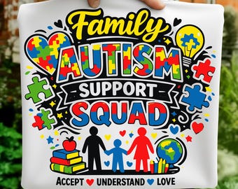 Family Autism Support Squad PNG, Autism Awareness Shirt Design (Digital Download)