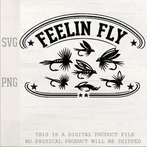 Feelin Fliegen SVG PNG Angeln Design | Fliegenfischen Hook Aufnäher | Fischerhut Aufnäher Datei | Laser-Gravur SVG | Outdoor Adventure Graphik