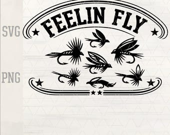 Feelin Fly SVG PNG Fishing Design | Fly Fishing Hook Patch | Fisherman Hat Patch File | Laser Engraving SVG | Outdoor Adventure Graphic