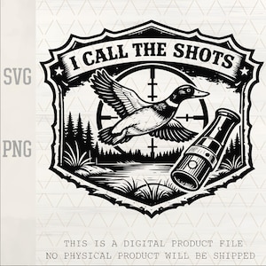 Llamador de pato SVG / Insignia de punto de mira de caza, archivo cortado con láser