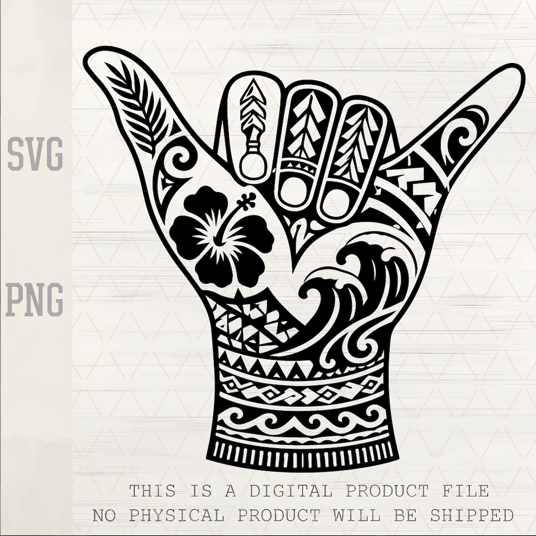 Samoa Hand Sign Polynesian Shaka SVG Maori Hand Sign PNG Hang Loose Clip Art Hawaiian ...