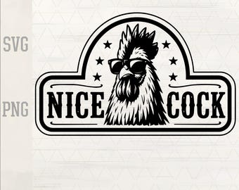 Nice Cock SVG, Funny Rooster PNG, Adult Humor Design, Rude Rooster Laser Engraving, Leather Hat Patch, DXF Cut File