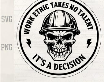 Skull Hard Hat SVG | Work Ethic Construction Design (Digital Download)