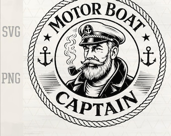 Motor Boat CaptainPNG SVG – Vintage Nautical Leather Hat Patch Funny Boating Nautical Adult Laser Engraving File