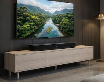 Milk White Solid Wood TV Stand, Scandinavian Media Console, Minimalist Cabinet