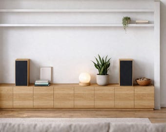 Solid Wood TV Stand – Modern Scandinavian Media Console with Minimalist Design