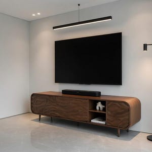 modern tv cabinet with textured wooden facade lowboard style
