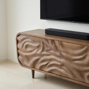 designer wood cabinet with 3D texture doors unique furniture
