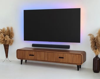 Handmade Solid Wood Media Console  Mid-Century Modern TV Stand