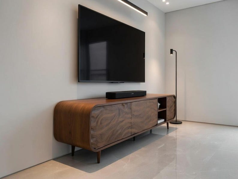 luxury walnut tv stand mid century modern furniture piece