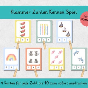Clothespin Cards Numbers 1–10 – Learning to Count Through Play | Montessori Preschool PDF Learning Toy Kindergarten Toddler Preschool Daycare