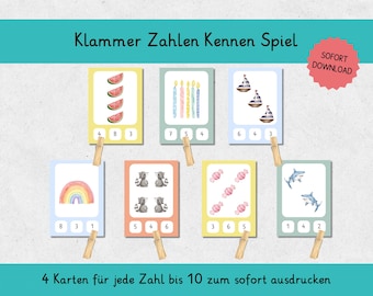 Clothespin Cards Numbers 1–10 – Learning to Count Through Play | Montessori Preschool PDF Learning Toy Kindergarten Toddler Preschool Daycare