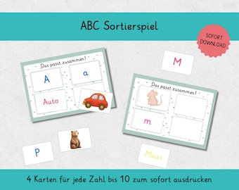 ABC Sorting Game for Kindergarten | Learning Letters | Montessori Learning Game PDF | Preschool Worksheets in German