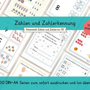 Zählen und Zahlerkennung – Zahlen bis 10 lernen | Mathe Arbeitsblätter Kindergarten & Vorschule|Mengen erkennen, Zahlen üben|Lernheft Kinder