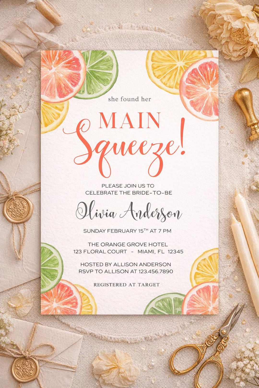 She Found Her Main Squeeze Bridal Shower Invitation Lemon Bridal Shower ...