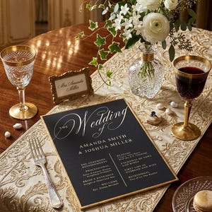 Modello di programma per cerimonia elegante in abito da sera (download immediato)