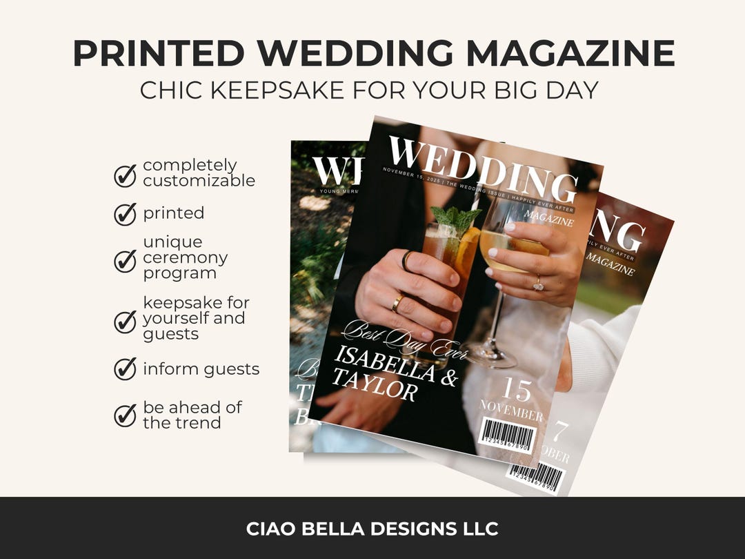 Magazine Program Printed Wedding Magazine Program Custom Wedding Booklet Luxury Wedding ...